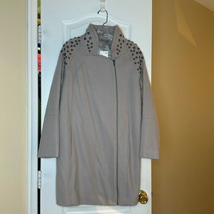 H&M Sleek Side Zip Closure Wool Coat w/ Studded Details